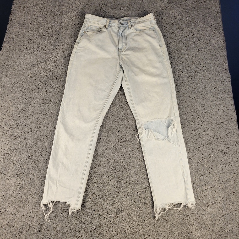 American Eagleโ Jeans Womens 6 Blue Mom Distressed Raw Hem Light Wash Faded